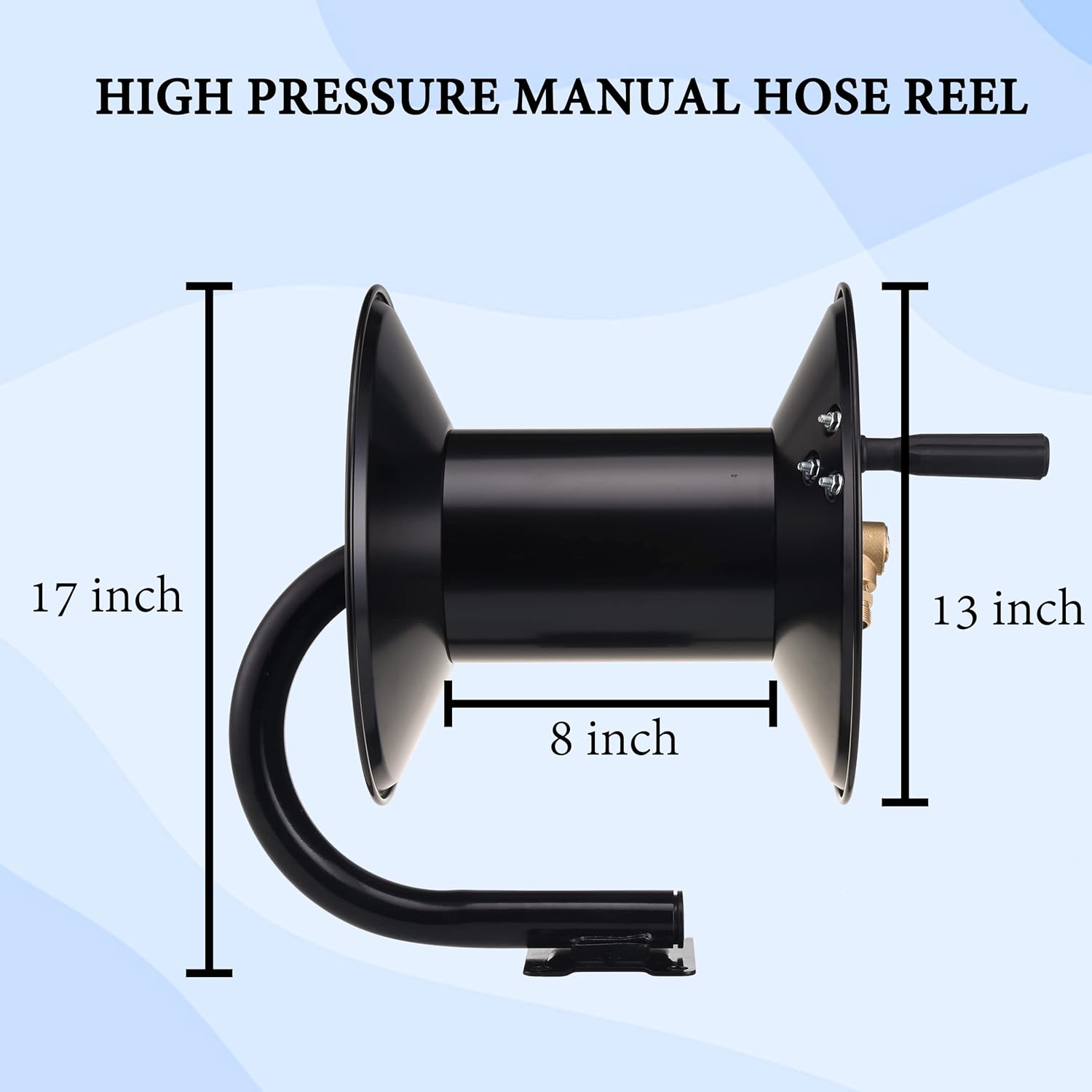 M MINGLE High Pressure Washer Hose Reel 150ft, Heavy Duty Steel Hose Reel, Manual Crank Power Washer Hose Reel with 3/8" Pressure Wash Whip Hose, Swivel Arm and Mounting Bracket, 4000 PSI - Image 5